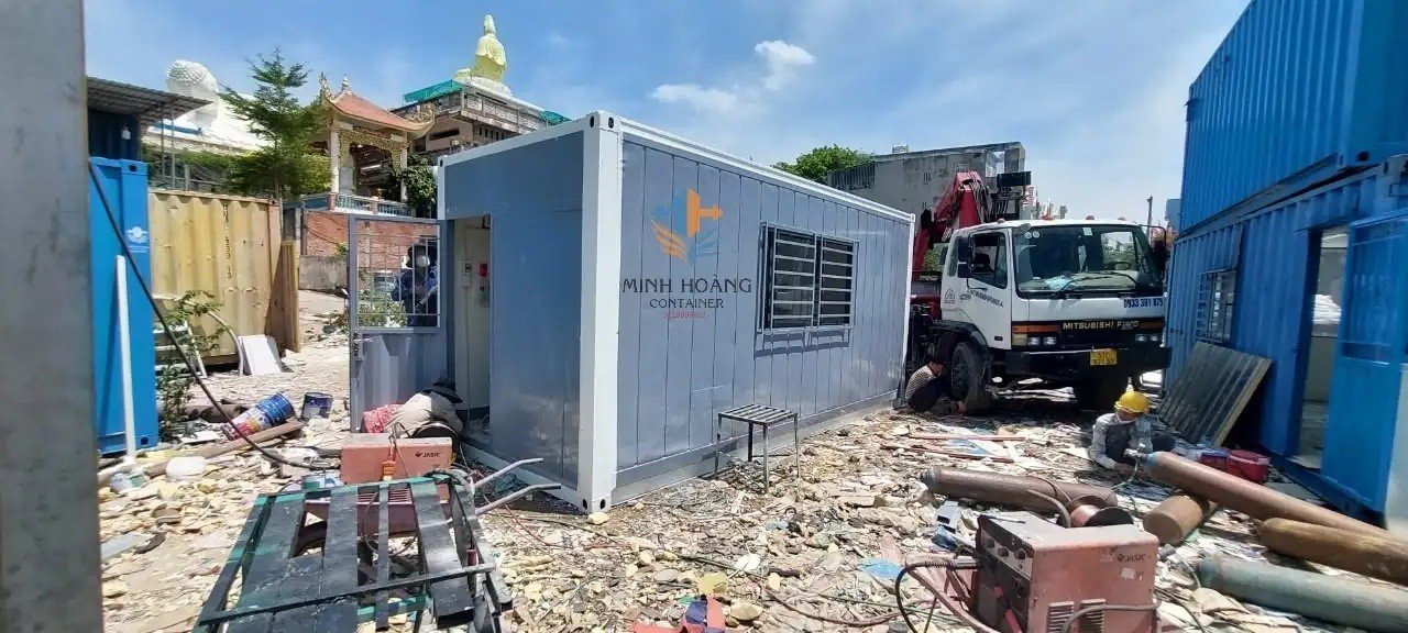 Container Văn Phòng 20 Feet Xám Viền Trắng Hiện Đại